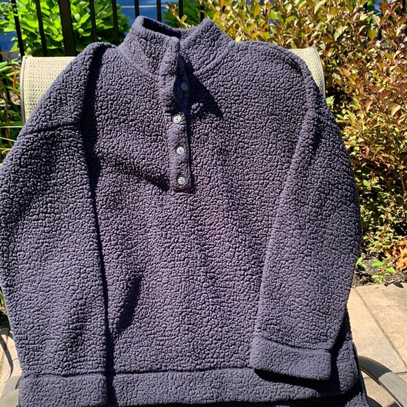 aerie Jackets & Blazers - Aerie fuzzy half button overhead sweatshirt/jacket Navy size small